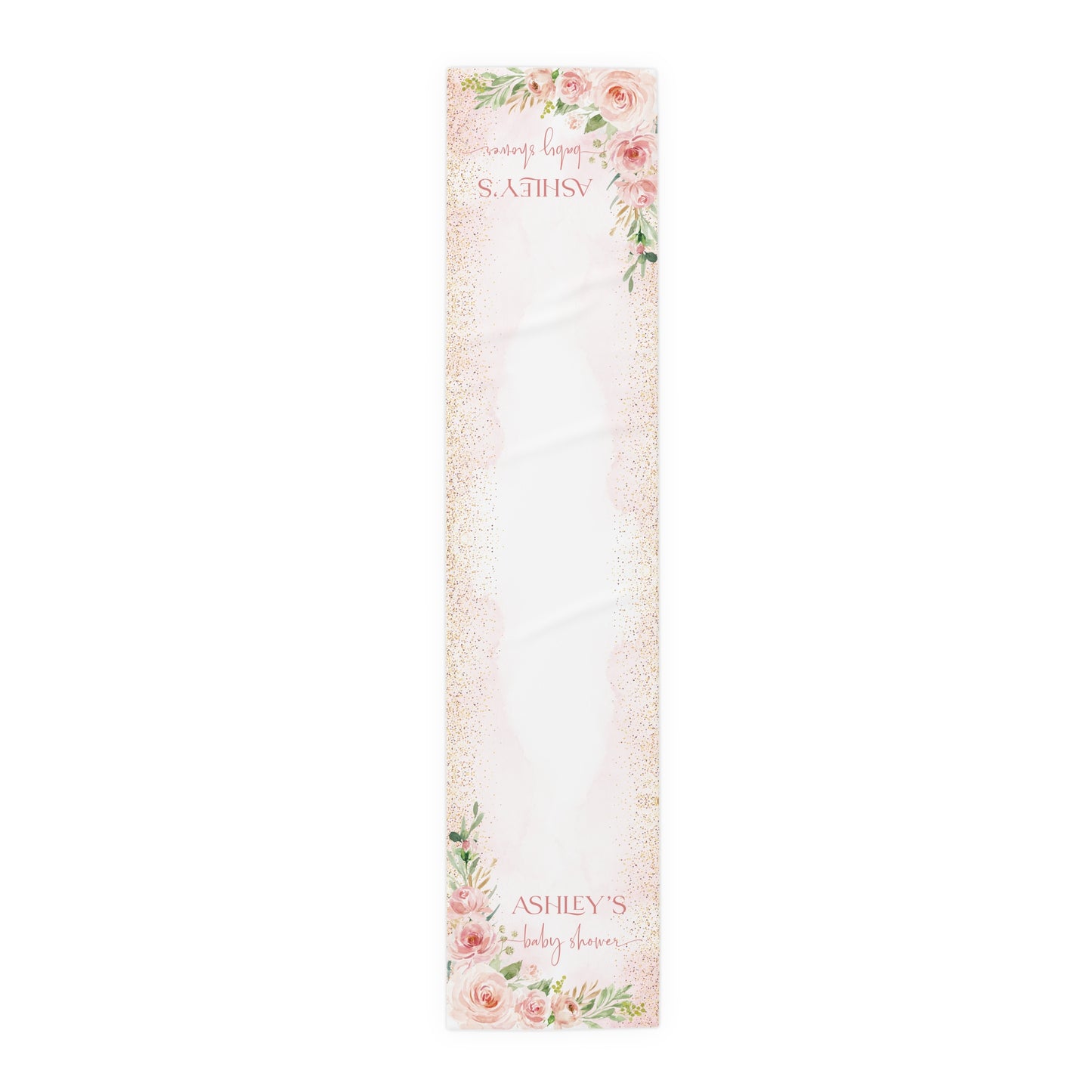 Personalized Floral Table Runner - Pink Rose Party Decor