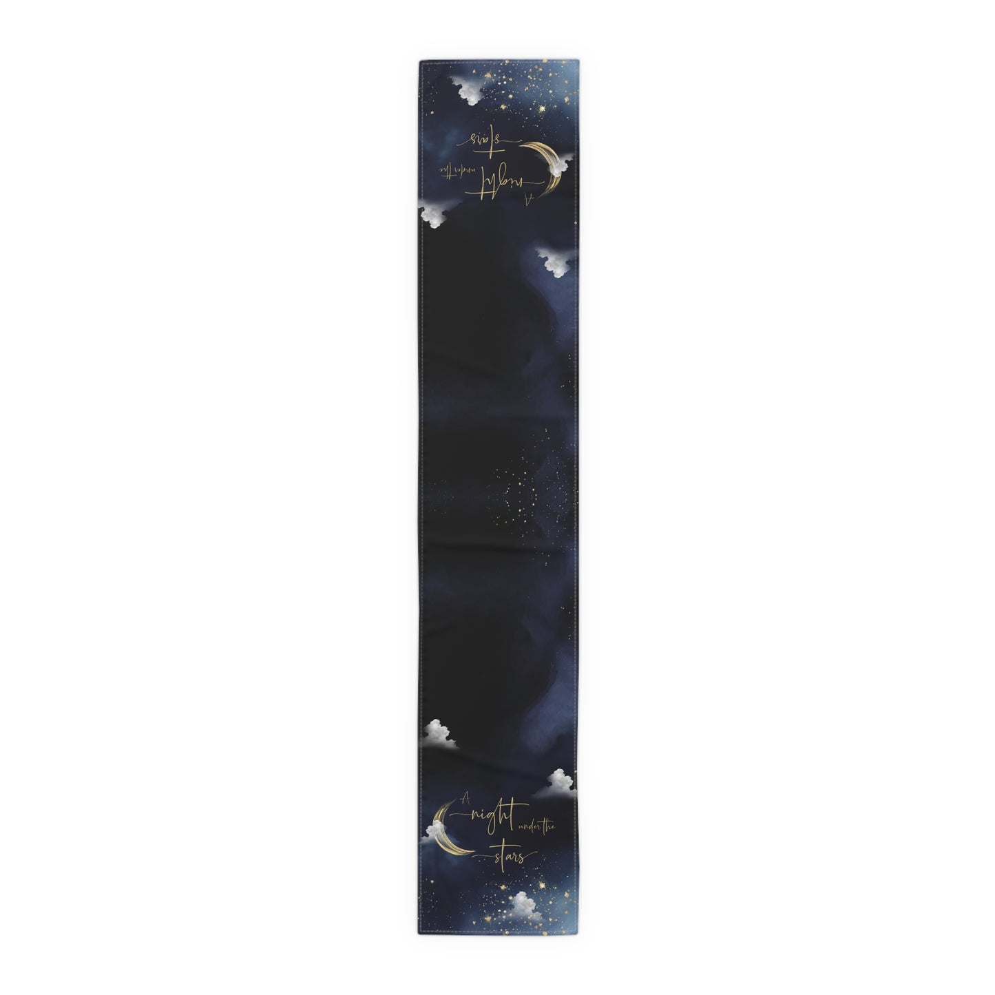 Night Sky Moon Table Runner — 'A Night to Write Stars' Cotton-Blend Table Runner