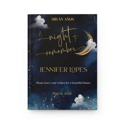 Celestial Quinceañera / Sweet Sixteen Guest Book Hardcover Journal Matte | Starry Moon Keepsake