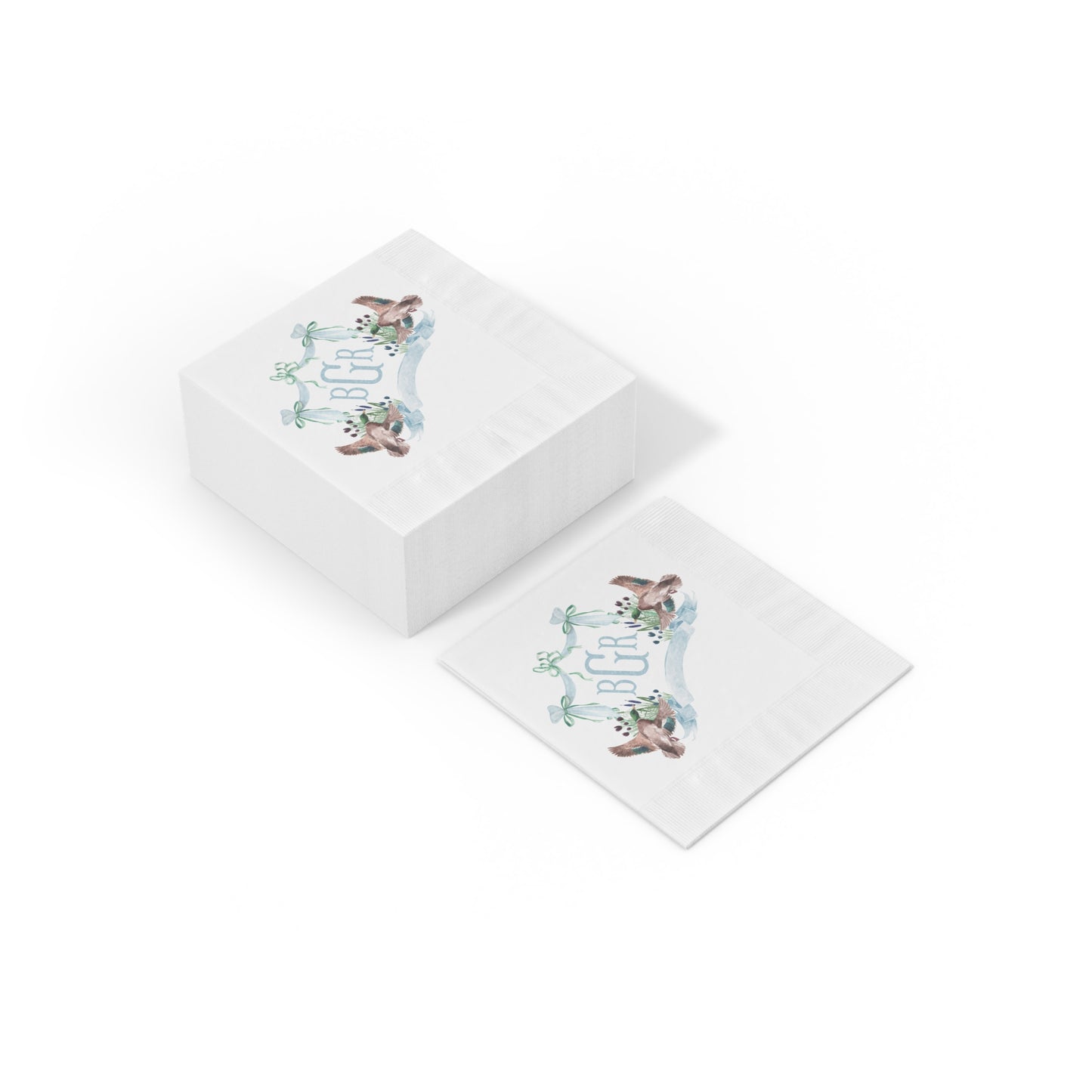 Personalized Monogram Cocktail Napkins | Mallard Duck Baby Shower Beverage & Luncheon Napkins