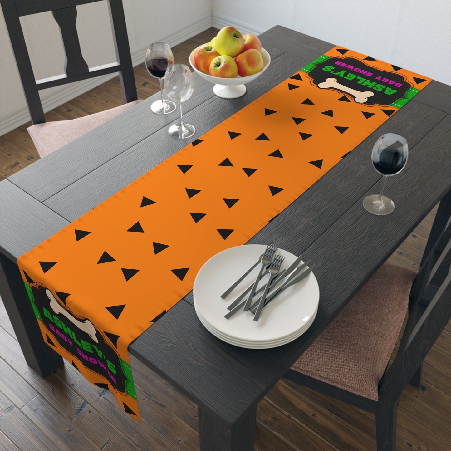 Prehistoric Theme Orange Table Runner – Cavern Dino Decor