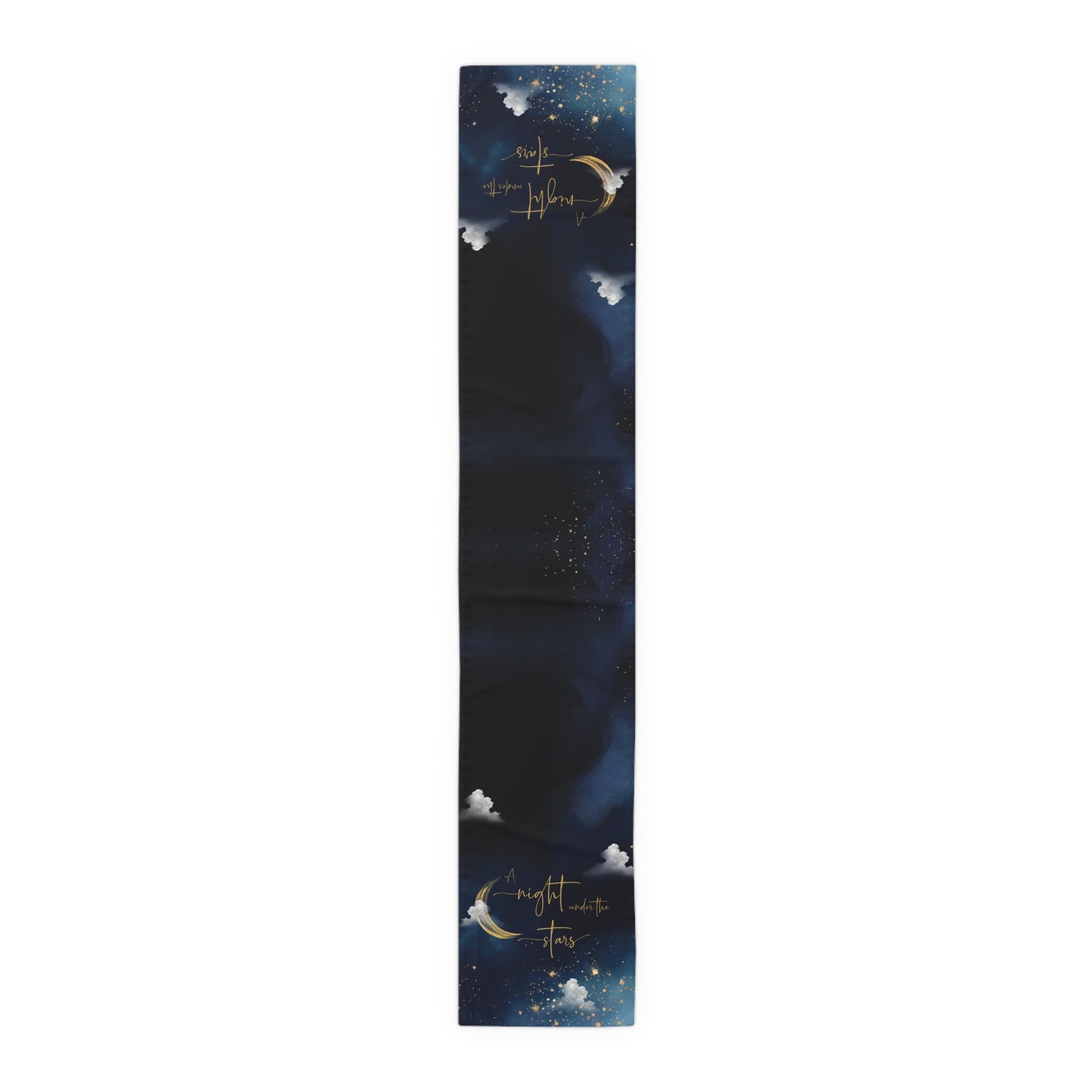 Night Sky Moon Table Runner — 'A Night to Write Stars' Cotton-Blend Table Runner
