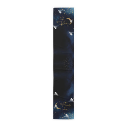 Night Sky Moon Table Runner — 'A Night to Write Stars' Cotton-Blend Table Runner