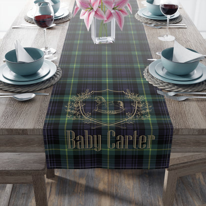 Personalized Rocking Horse Baby Shower Table Runner | Tartan Plaid Baby Shower Decor | Polo Sport Inspired Party Decorations