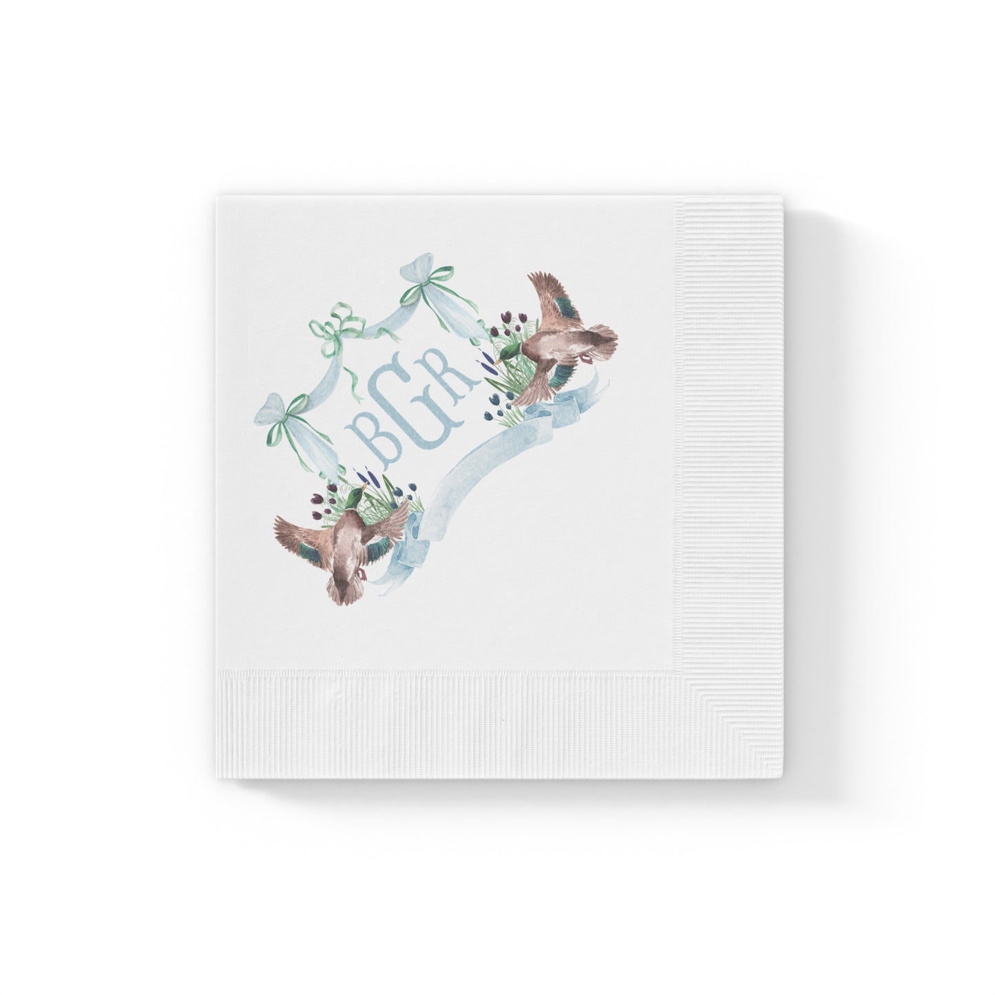 Personalized Monogram Cocktail Napkins | Mallard Duck Baby Shower Beverage & Luncheon Napkins