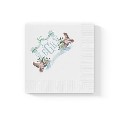 Personalized Monogram Cocktail Napkins | Mallard Duck Baby Shower Beverage & Luncheon Napkins