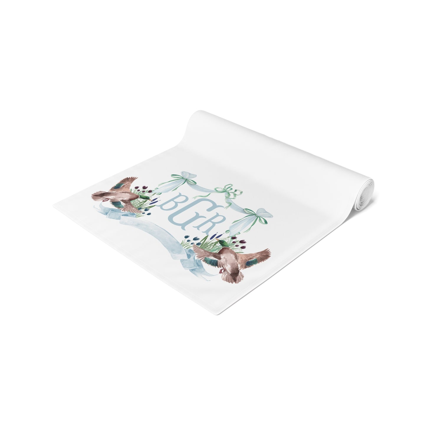 Personalized Mallard Duck Table Runner | Custom Monogram Baby Shower & Woodland Party Decor