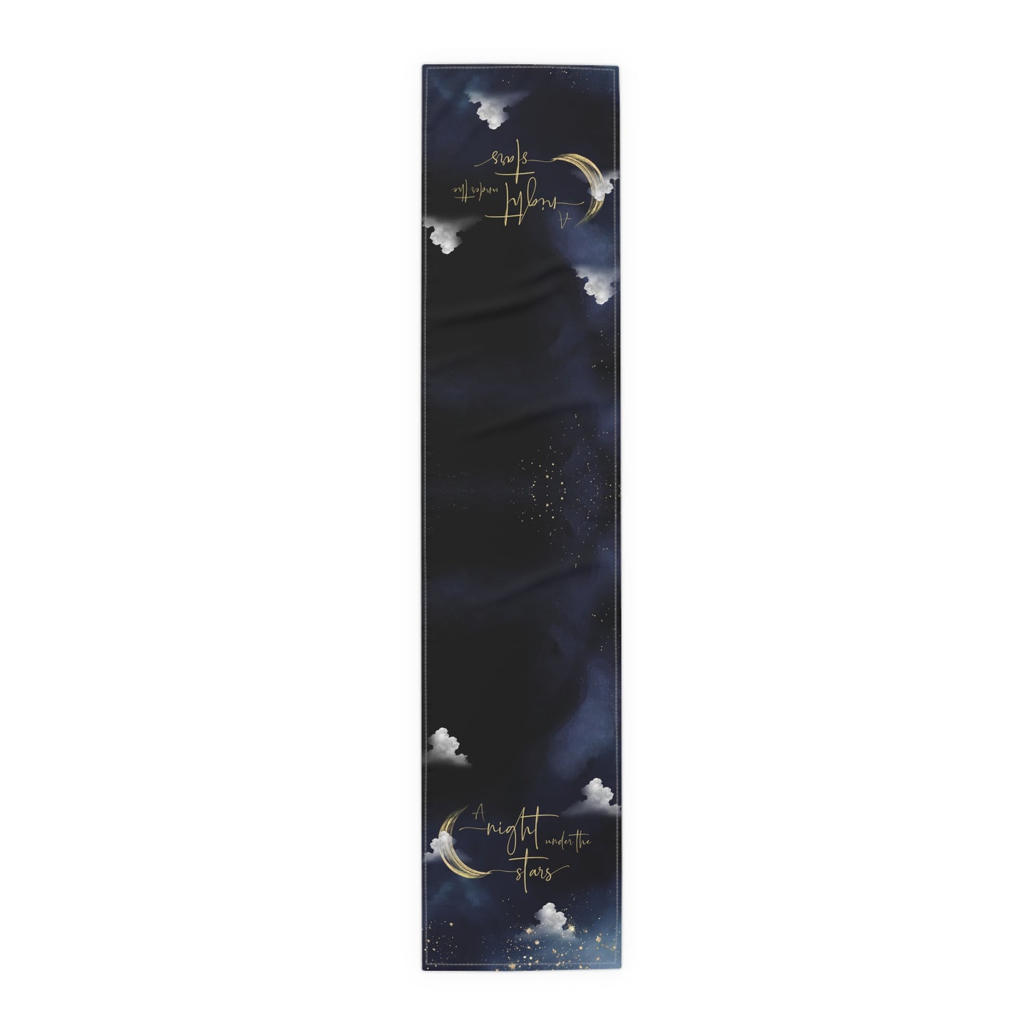 Night Sky Moon Table Runner — 'A Night to Write Stars' Cotton-Blend Table Runner