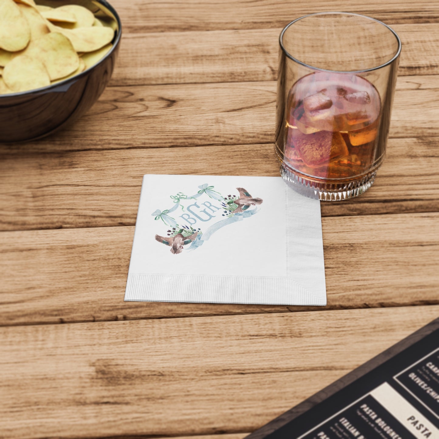 Personalized Monogram Cocktail Napkins | Mallard Duck Baby Shower Beverage & Luncheon Napkins
