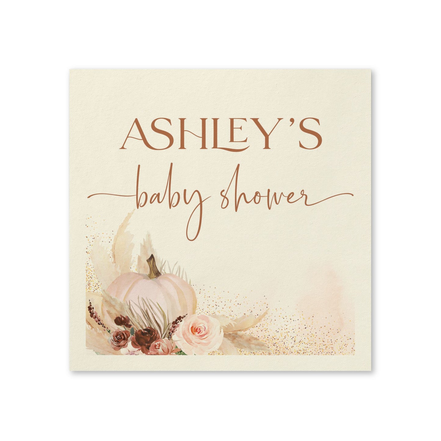Personalized Little Pumpkin Baby Shower Napkins | Boho Fall Pumpkin Baby Shower Decorations | Custom Paper Napkins