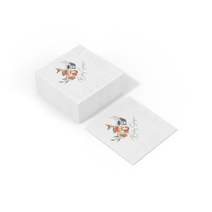 Woodland Baby Shower Napkins, Personalized Fox Deer & Raccoon Party Napkins, Forest Animals Disposable Napkins, Woodland Baby Shower Decor