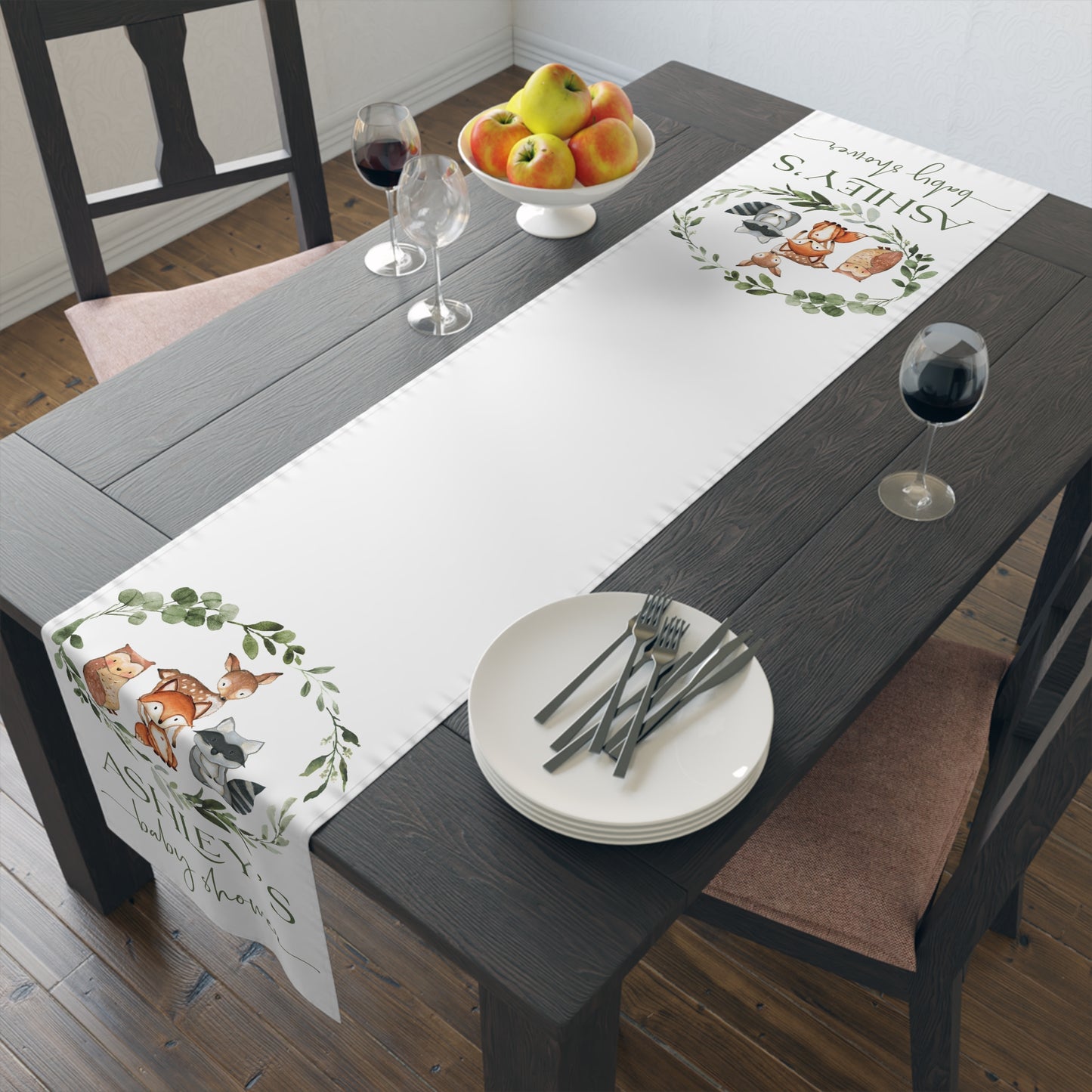 Personalized Woodland Table Runner – Cotton/Poly