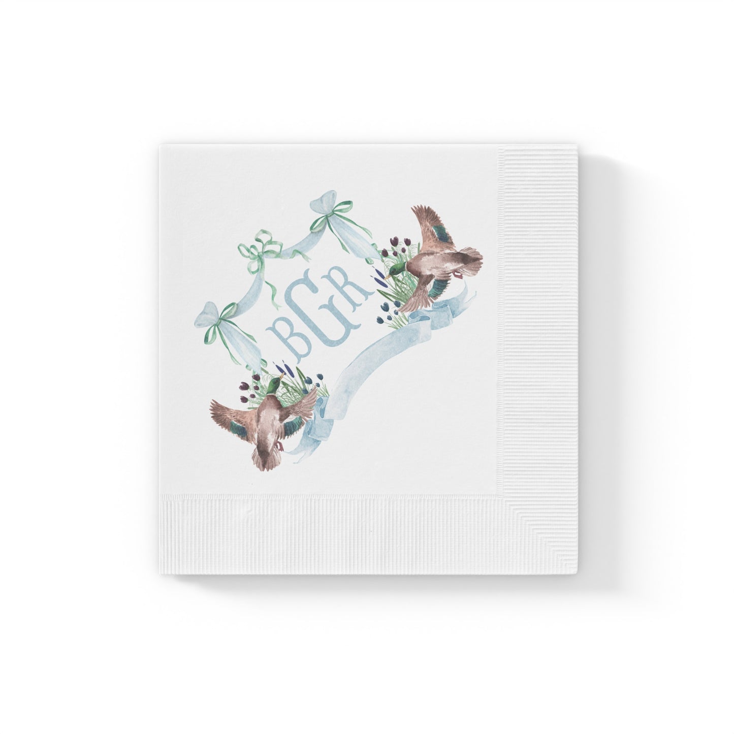 Personalized Monogram Cocktail Napkins | Mallard Duck Baby Shower Beverage & Luncheon Napkins