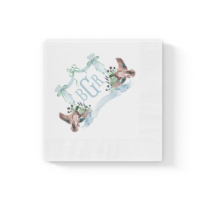 Personalized Monogram Cocktail Napkins | Mallard Duck Baby Shower Beverage & Luncheon Napkins