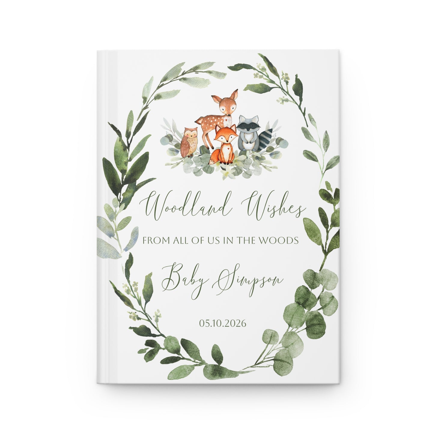 Woodland Baby Shower Guest Book, Woodland Animals Keepsake Book, Forest Animals Baby Shower Memory Book, Hardcover Guest Sign-In Journal
