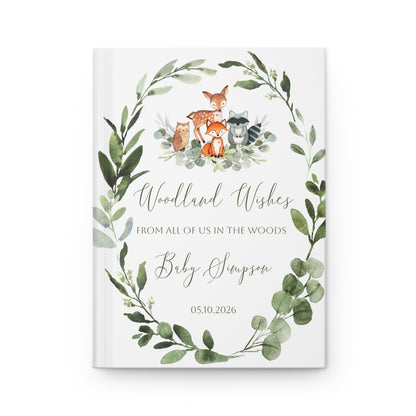 Woodland Baby Shower Guest Book, Woodland Animals Keepsake Book, Forest Animals Baby Shower Memory Book, Hardcover Guest Sign-In Journal