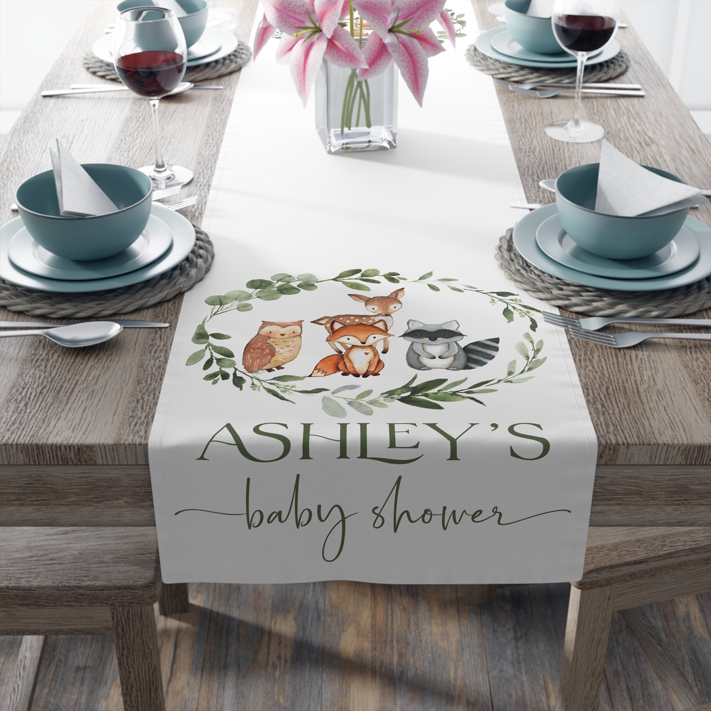 Personalized Woodland Table Runner – Cotton/Poly