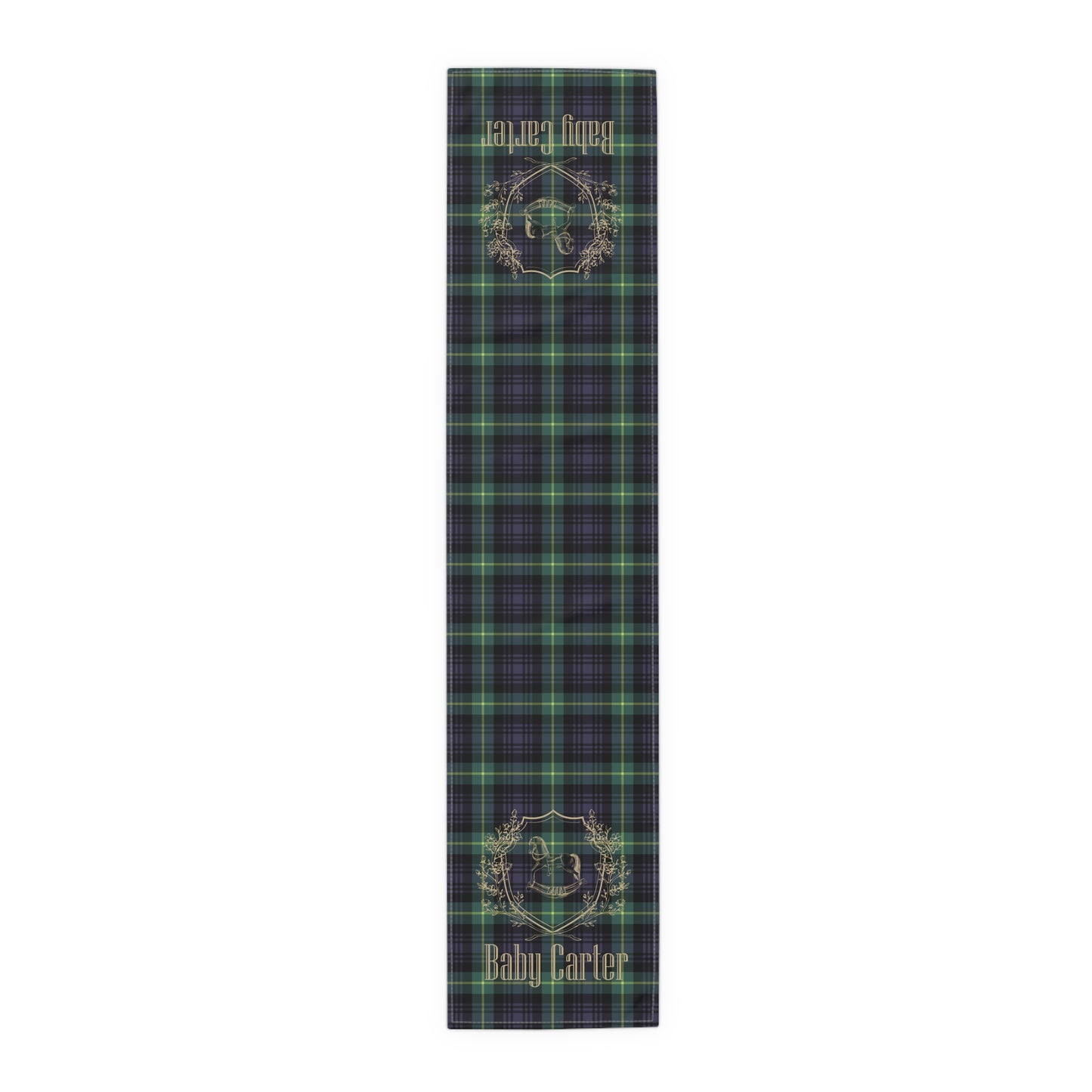 Personalized Rocking Horse Baby Shower Table Runner | Tartan Plaid Baby Shower Decor | Polo Sport Inspired Party Decorations