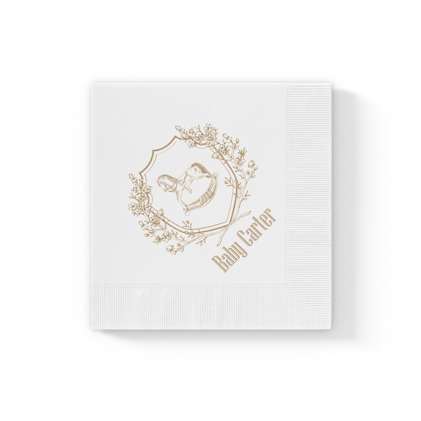 Personalized Rocking Horse Baby Shower Napkins | Preppy Tartan Baby Shower Decor | Custom Paper Napkins