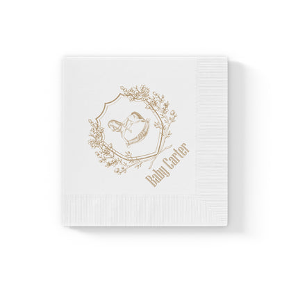 Personalized Rocking Horse Baby Shower Napkins | Preppy Tartan Baby Shower Decor | Custom Paper Napkins