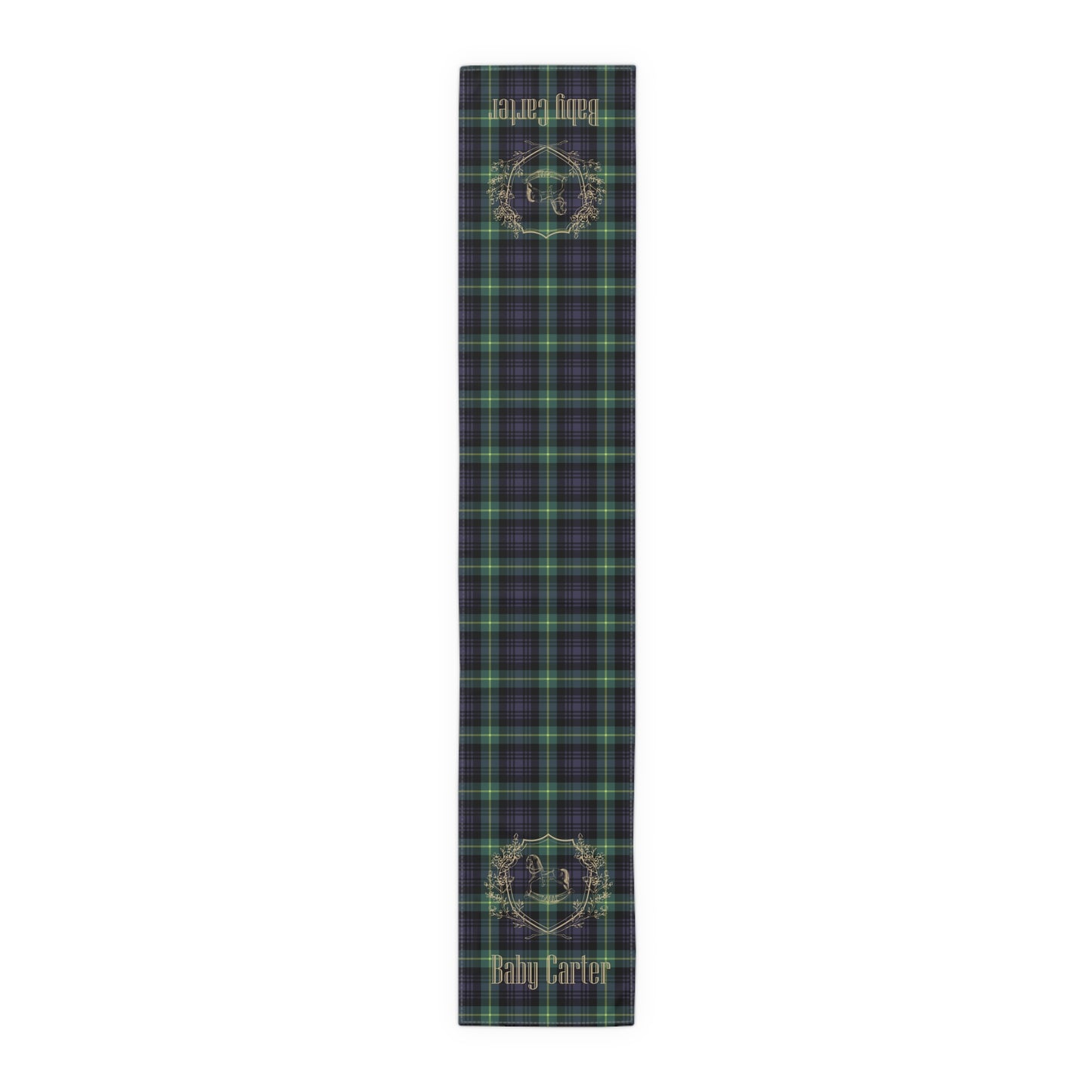 Personalized Rocking Horse Baby Shower Table Runner | Tartan Plaid Baby Shower Decor | Polo Sport Inspired Party Decorations