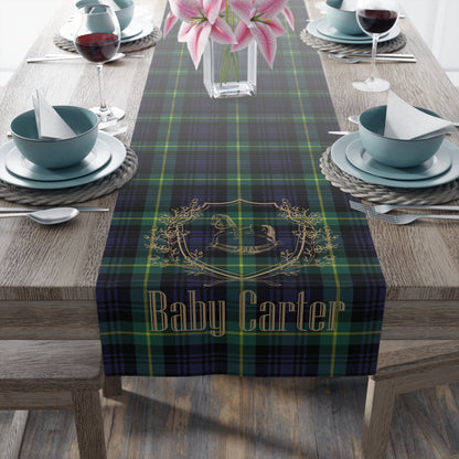Personalized Rocking Horse Baby Shower Table Runner | Tartan Plaid Baby Shower Decor | Polo Sport Inspired Party Decorations