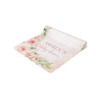 Personalized Floral Table Runner - Pink Rose Party Decor