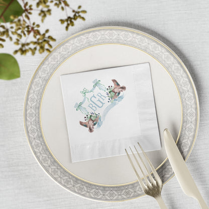 Personalized Monogram Cocktail Napkins | Mallard Duck Baby Shower Beverage & Luncheon Napkins