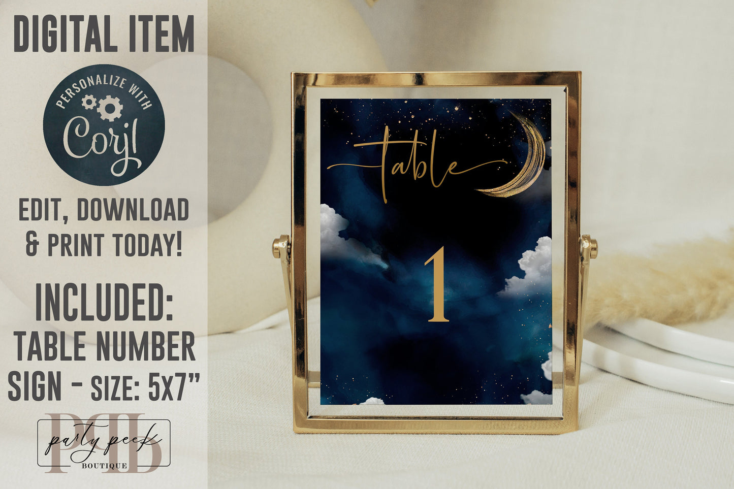 Celestial Wedding Invitation Bundle Template, Moon Galaxy Starry Night Rustic Wedding Suite, Editable Digital Download