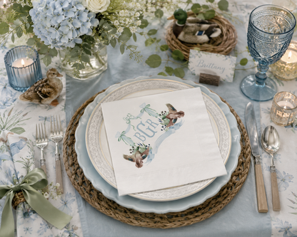 Personalized Monogram Cocktail Napkins | Mallard Duck Baby Shower Beverage & Luncheon Napkins