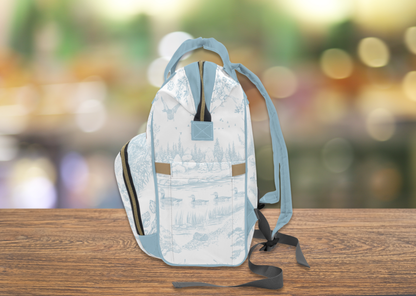 Personalized Mallard Duck Diaper Bag, Blue Toile Diaper Backpack, Woodland Baby Bag, Baby Shower Gift, Unisex Diaper Backpack