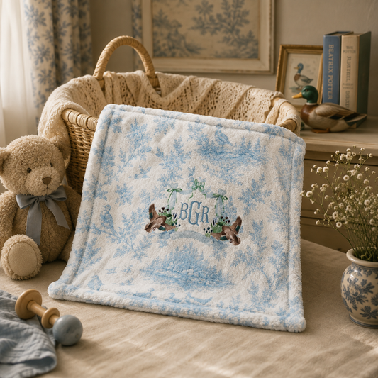 Personalized Blue Minky Baby Lovey Blanket – Custom Monogram Plush Baby Security Blanket, Toddler Snuggle Blanket