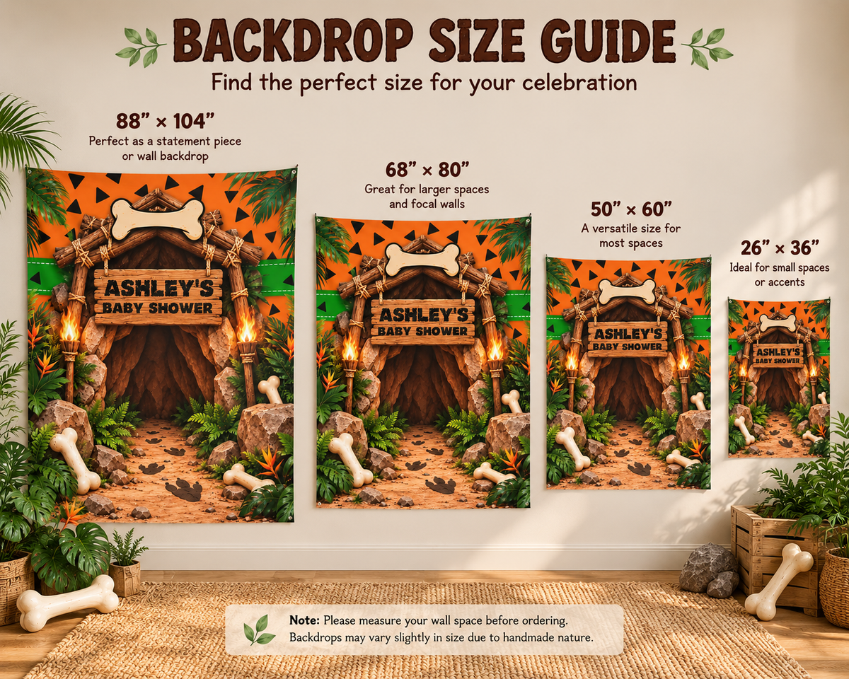 Personalized Caveman Baby Shower Backdrop Tapestry, Prehistoric Jungle Party Decor, Dinosaur Birthday, Gender Reveal Photo Backdrop