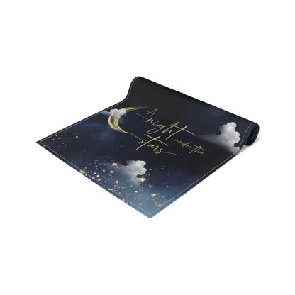 Night Sky Moon Table Runner — 'A Night to Write Stars' Cotton-Blend Table Runner