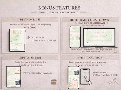 Enchanted Forest Quinceañera Website Template | RSVP Site with Countdown & Map | Editable Canva Online Invitation
