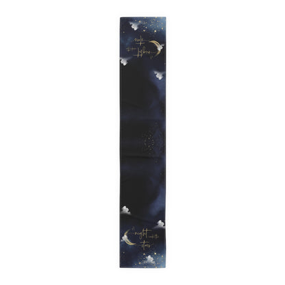 Night Sky Moon Table Runner — 'A Night to Write Stars' Cotton-Blend Table Runner