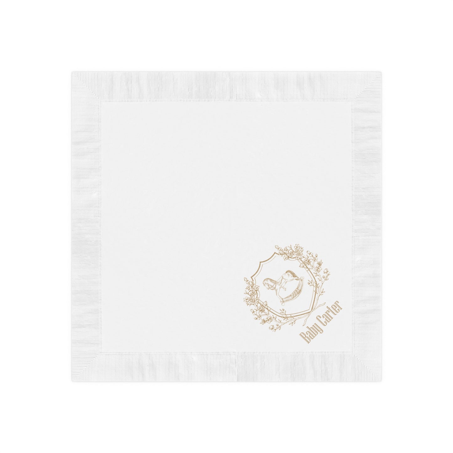 Personalized Rocking Horse Baby Shower Napkins | Preppy Tartan Baby Shower Decor | Custom Paper Napkins
