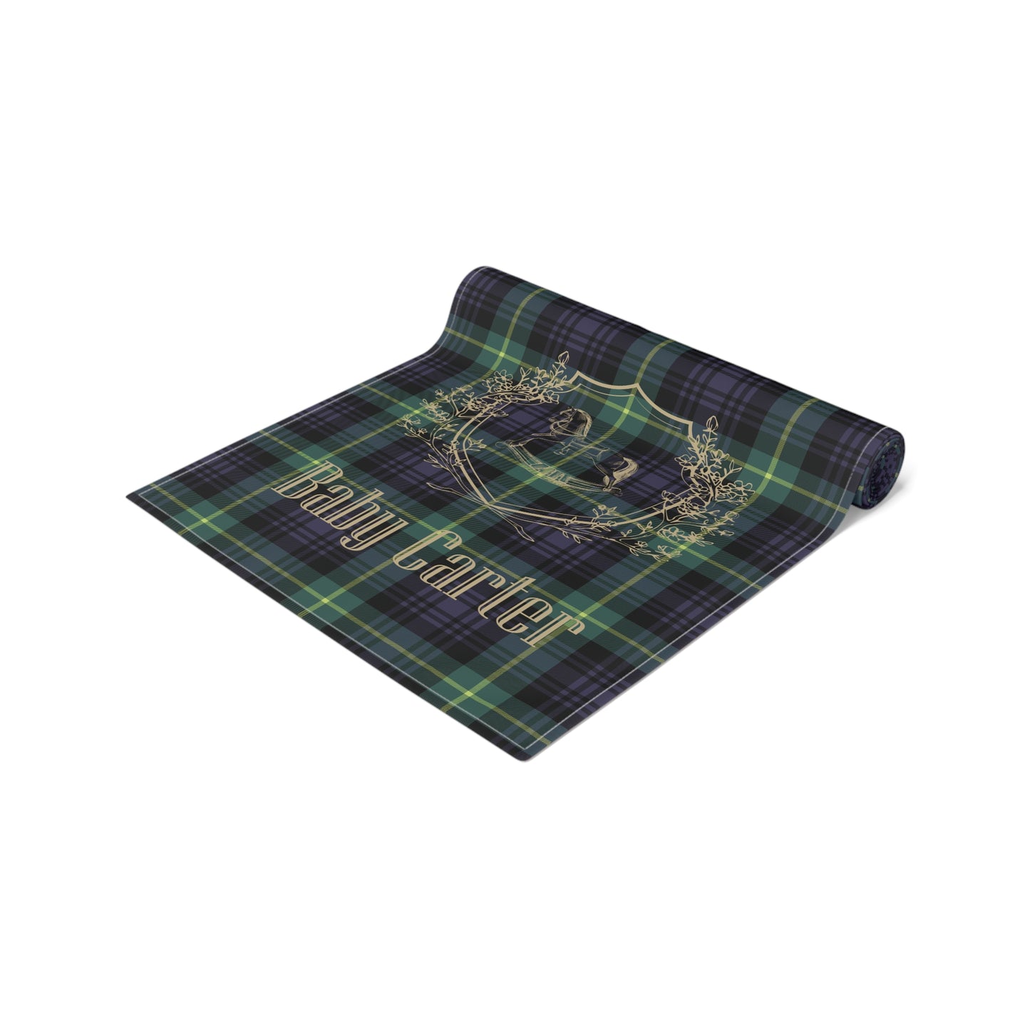 Personalized Rocking Horse Baby Shower Table Runner | Tartan Plaid Baby Shower Decor | Polo Sport Inspired Party Decorations
