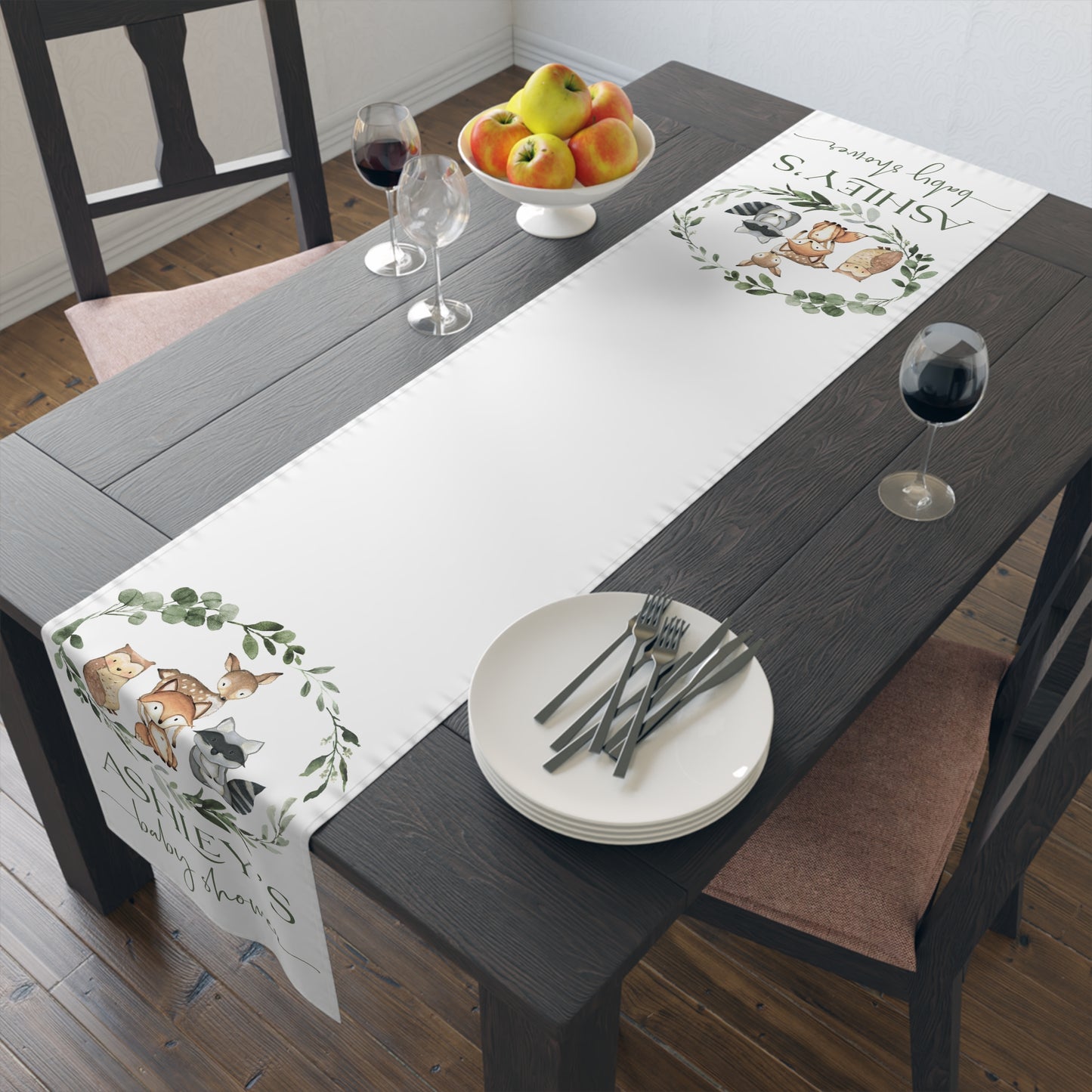 Personalized Woodland Table Runner – Cotton/Poly