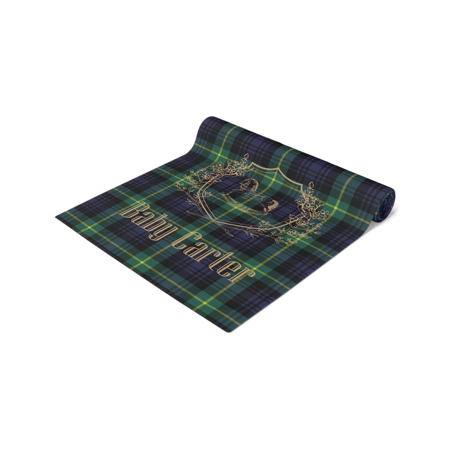 Personalized Rocking Horse Baby Shower Table Runner | Tartan Plaid Baby Shower Decor | Polo Sport Inspired Party Decorations