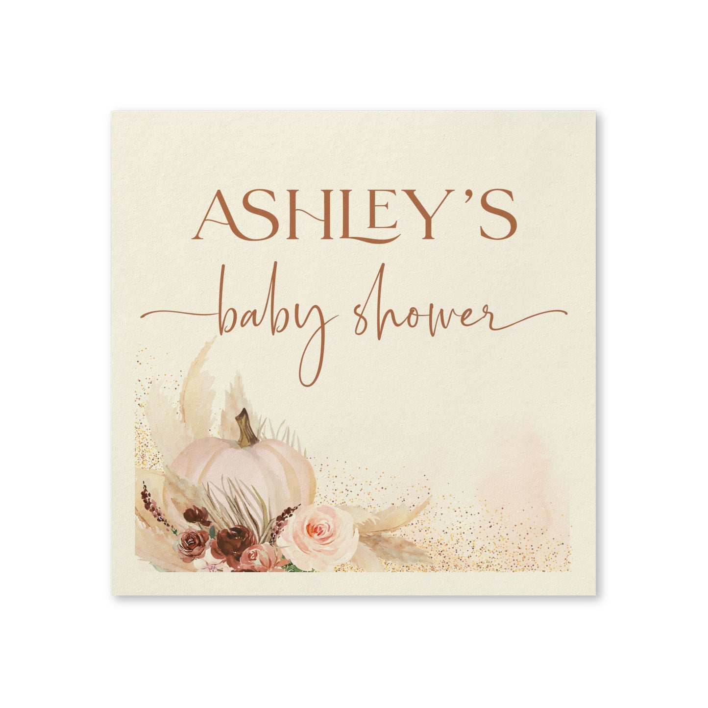 Personalized Little Pumpkin Baby Shower Napkins | Boho Fall Pumpkin Baby Shower Decorations | Custom Paper Napkins