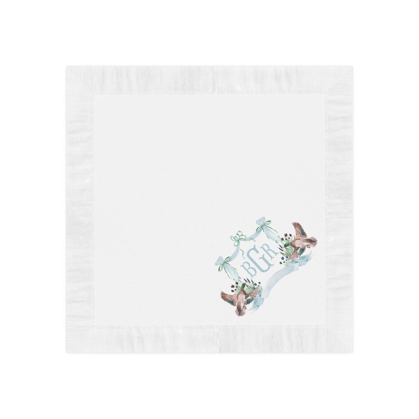 Personalized Monogram Cocktail Napkins | Mallard Duck Baby Shower Beverage & Luncheon Napkins