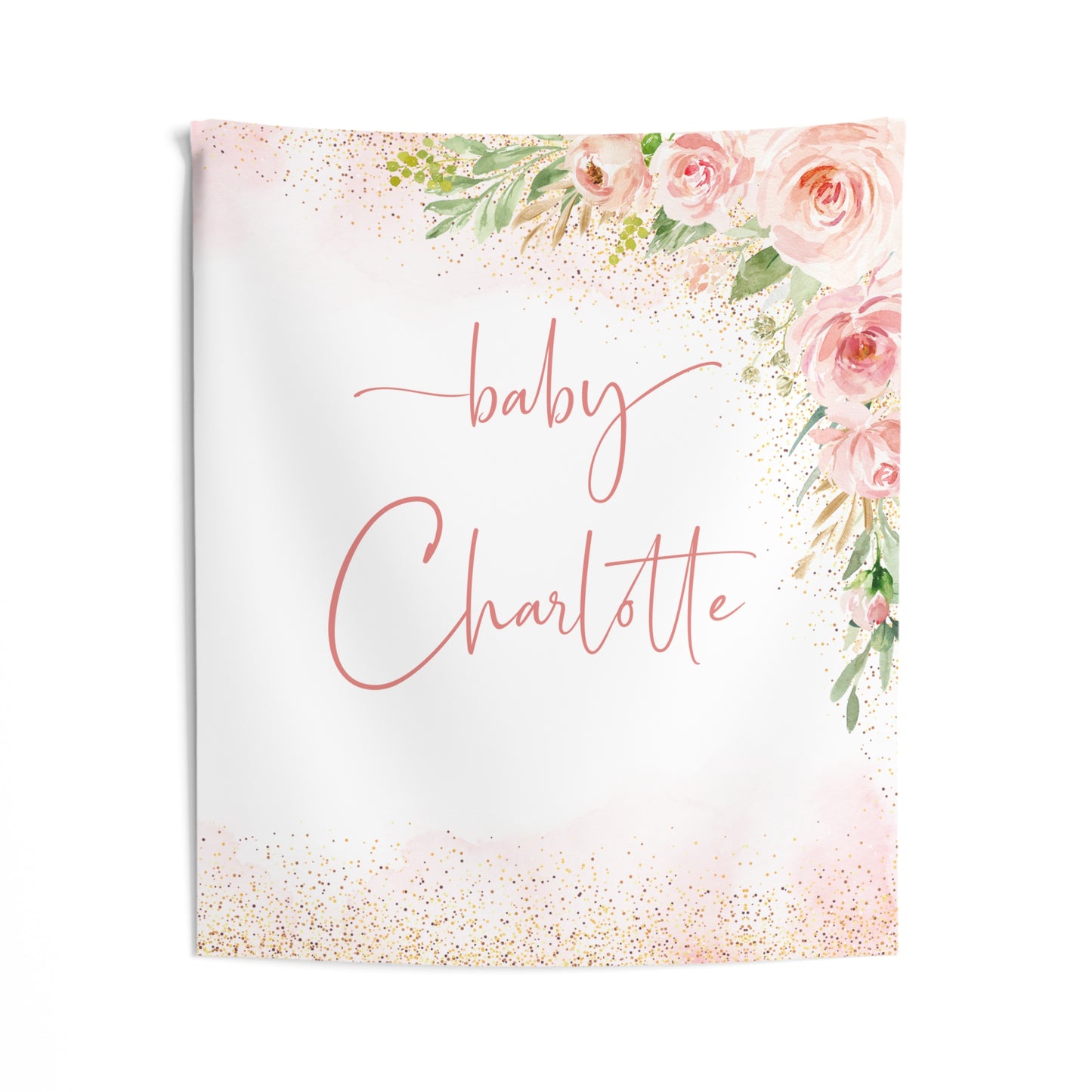 Personalized Baby Shower Backdrop | Floral Garden Nursery Tapestry | Baby in Bloom Wall Hanging | Custom Baby Name Banner | Nursery Decor Gift