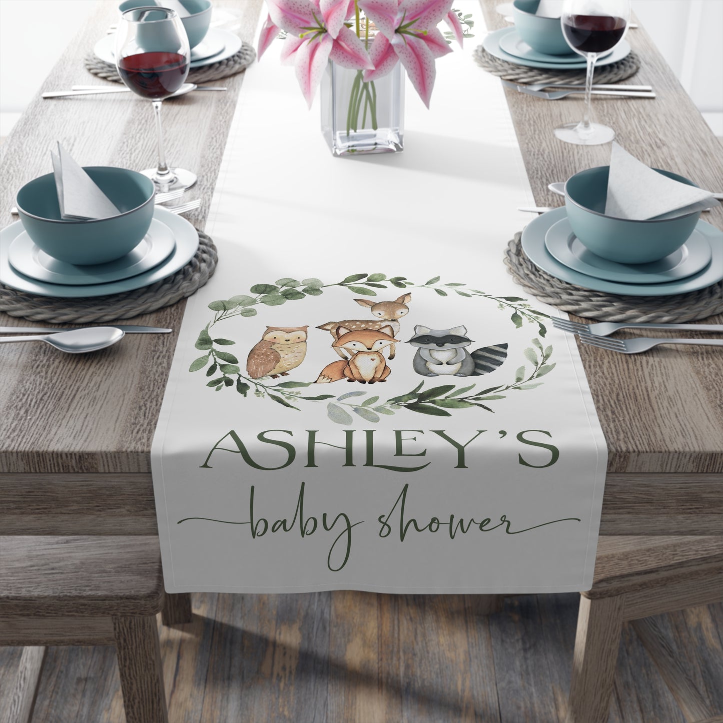 Personalized Woodland Table Runner – Cotton/Poly