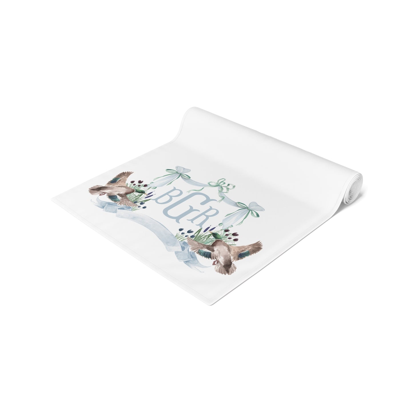Personalized Mallard Duck Table Runner | Custom Monogram Baby Shower & Woodland Party Decor