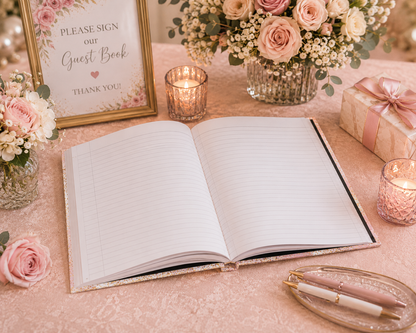 Baby in Bloom Guest Book, Personalized Baby Shower Guest Book, Blush Floral Memory Book, Hardcover Baby Shower Keepsake Journal