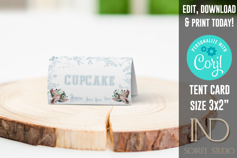 Mallard Duck Baby Shower Invitation Set | Light Blue Toile Woodland Gender Neutral Duckling Printable Template