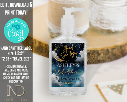 Twinkle Little Star Baby Shower Invitation Editable Template | Neutral Sky & Stars Galaxy Theme | Printable Instant Download