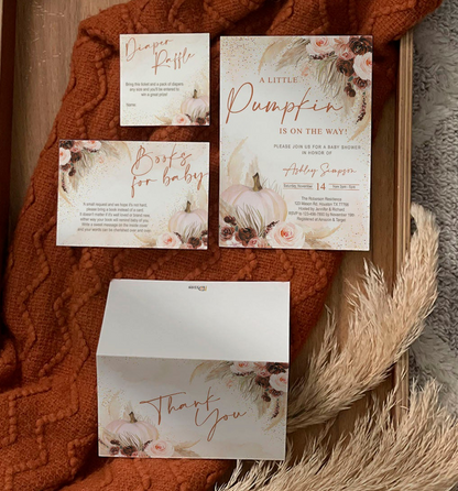Little Pumpkin Baby Shower Invitation & Party Bundle | Editable Corjl Template | Instant Download