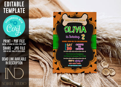 Prehistoric Caveman Birthday Invitation & Party Bundle | Stone Age Editable Printable Corjl Template | Instant Download